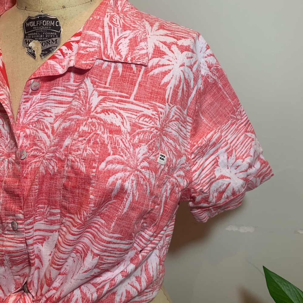 Billabong Red Aloha Hawaiian Boys Shirt L